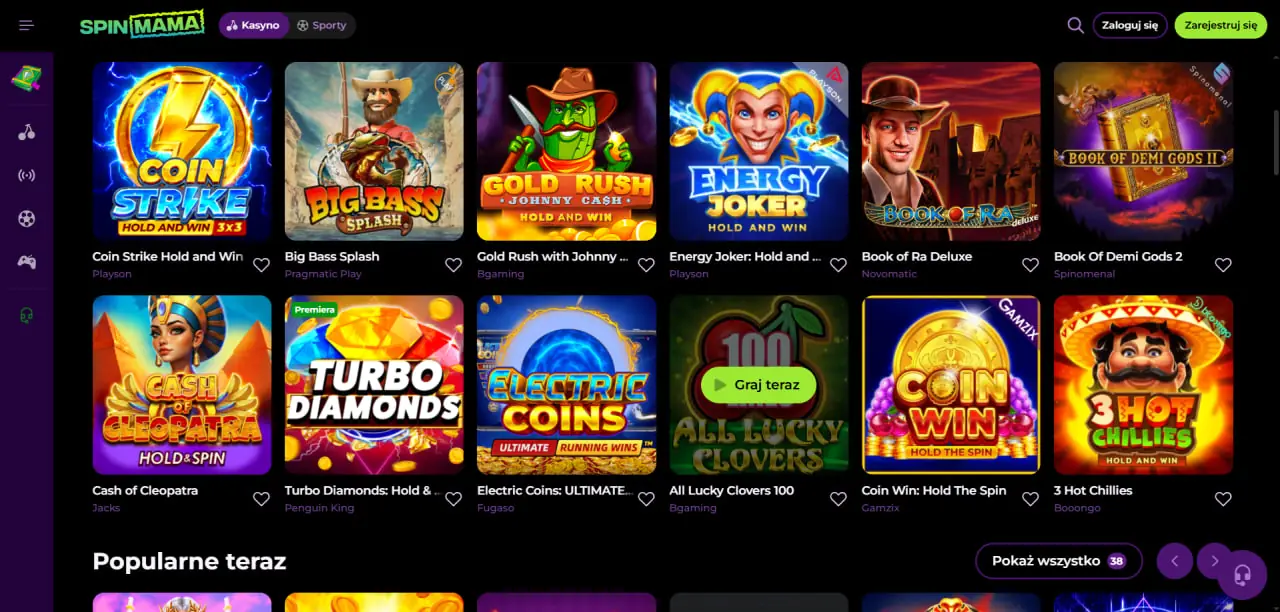 Spinmama Casino sekcja gier